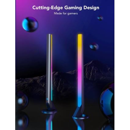 Govee - КОМПЛЕКТ 2x Smart Gaming Wi-Fi LED RGBIC панели + Smart Dual черен + дистанционно управление