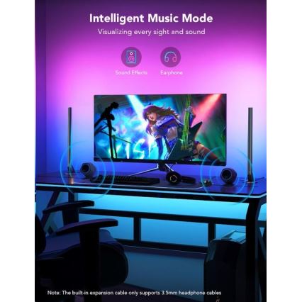 Govee - КОМПЛЕКТ 2x Smart Gaming Wi-Fi LED RGBIC панели + Smart Dual черен + дистанционно управление