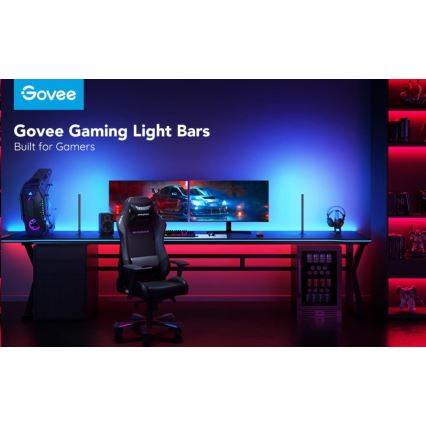 Govee - КОМПЛЕКТ 2x Smart Gaming Wi-Fi LED RGBIC панели + Smart Dual черен + дистанционно управление