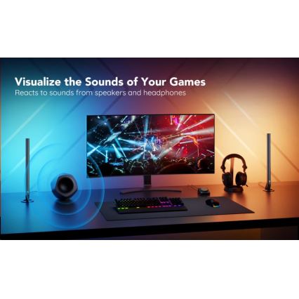Govee - КОМПЛЕКТ 2x Smart Gaming Wi-Fi LED RGBIC панели + Smart Dual черен + дистанционно управление
