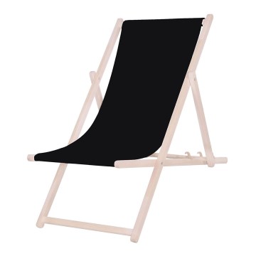 Градински шезлонг черен/бук