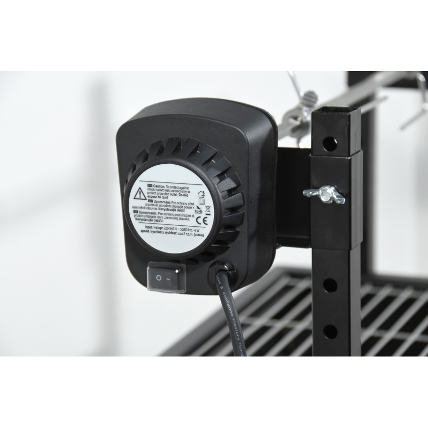 Грил за въглища с мотор 4W/230V черен