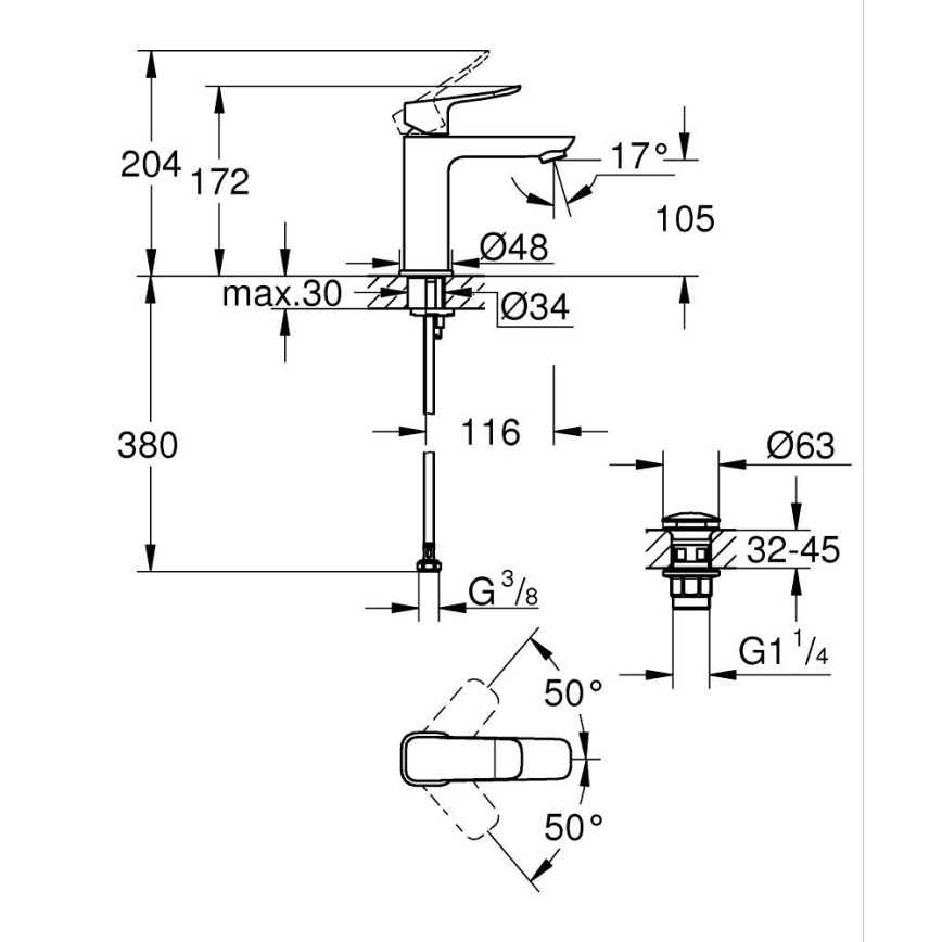 GROHE 1018330000 - Смесител за мивка DICE M, лъскав хром