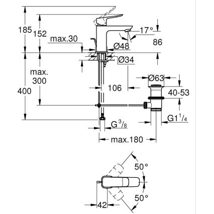 GROHE 1018562430 - Смесител за мивка DICE S черен