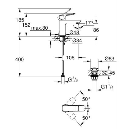 GROHE 1018572430 - Смесител за мивка DICE S, черен