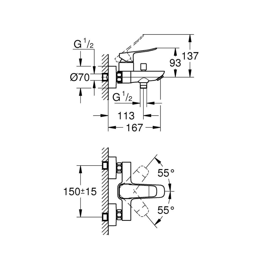 GROHE 1018720000 - Смесител за вана DICE, гланцов хром
