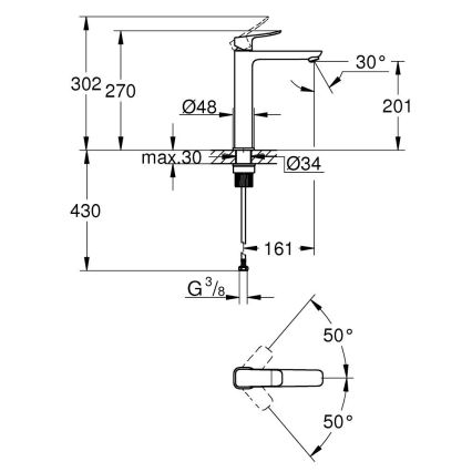 GROHE 1018920000 - Смесител за умивалник DICE XL, полирано хромово покритие