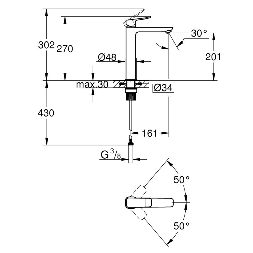 GROHE 1018922430 - Смесител за мивка DICE XL черен