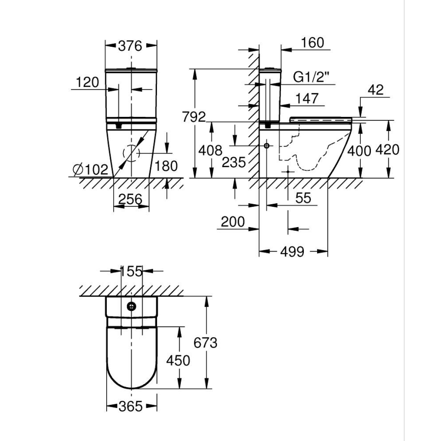 GROHE 102513SH00 - Комплект за WC EURO CERAMIC 67,3 x 37,6 x 79,2 см керамика/бяла