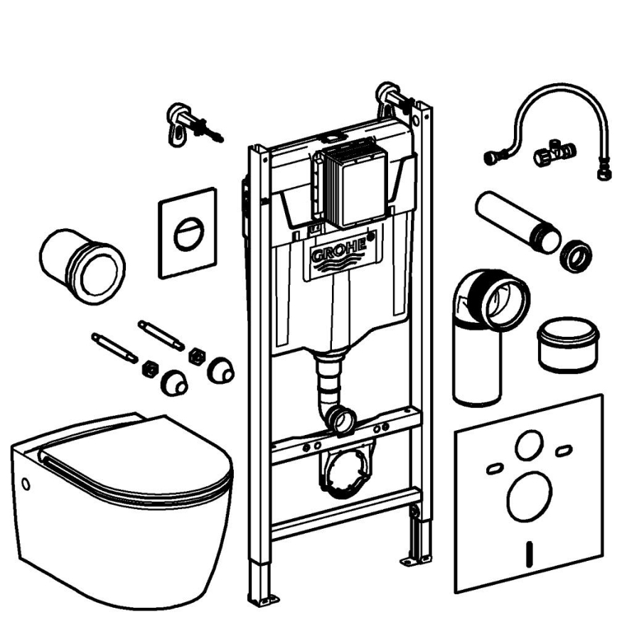 GROHE 103843SH00 - Комплект 5 в 1 SOLIDO COMPACT 1,13 m керамика/бяла