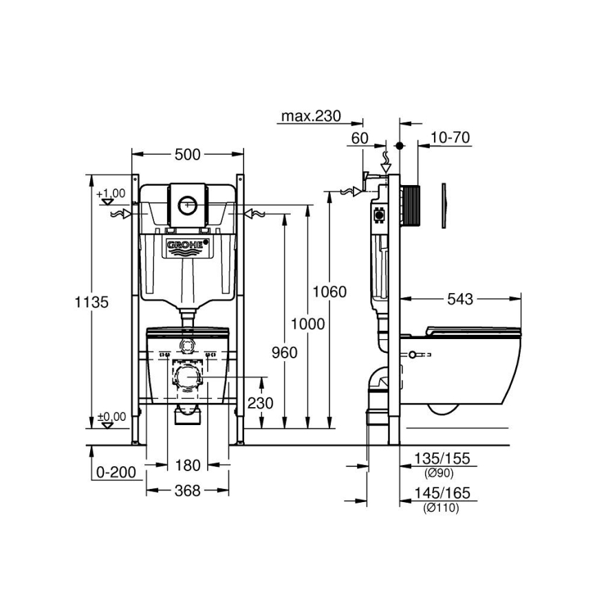 GROHE 103843SH00 - Комплект 5 в 1 SOLIDO COMPACT 1,13 m керамика/бяла