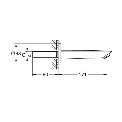 GROHE 13255001 - Изпускател за вана BAUCOSMOPOLITAN 171 мм полирано хромово покритие