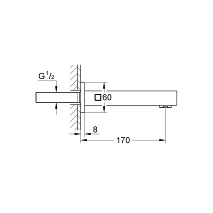 GROHE 13303000 - Източващ клапан за вана EUROCUBE 170 mm, бляскав хром