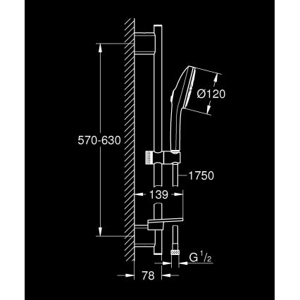 GROHE 134866AL00 - Душ комплект VITALIO JOY+ 120 мм графит