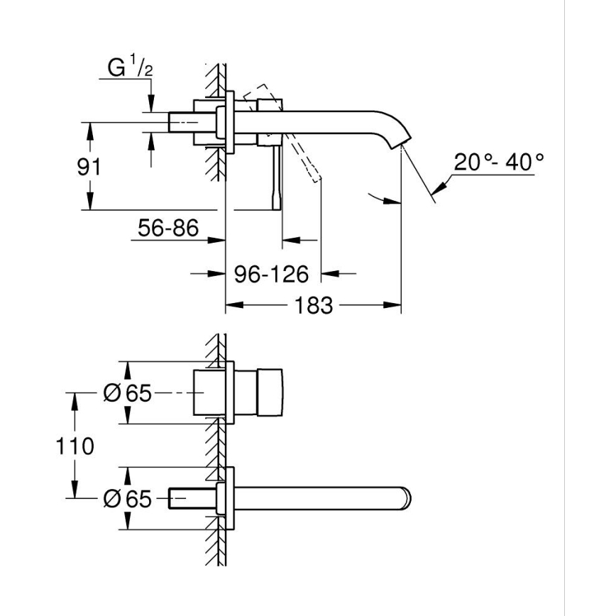 GROHE 19408DL1 - Смесител за умивалник за монтаж с две отвора ESSENCE 183 мм, бронзово покритие