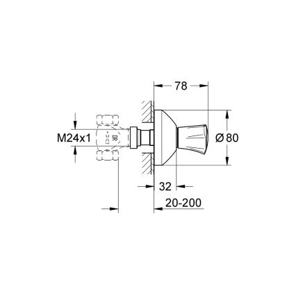GROHE 19806001 - Горна част за вграден вентил COSTA L 20-200 mm полирано хромово покритие