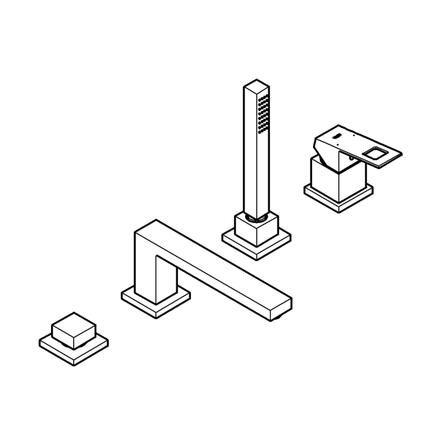 GROHE 19897001 - Смесител за вана за 4 отвора EUROCUBE, лъскав хром