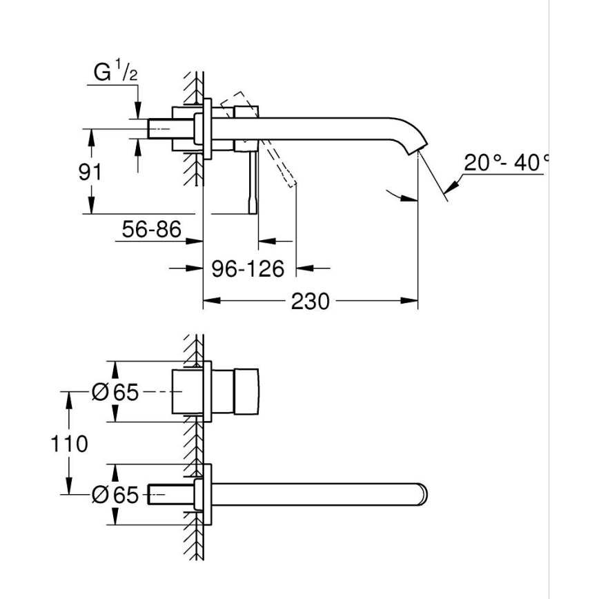 GROHE 19967DL1 - Смесител за умивалник с два отвора ESSENCE 230 мм бронзов