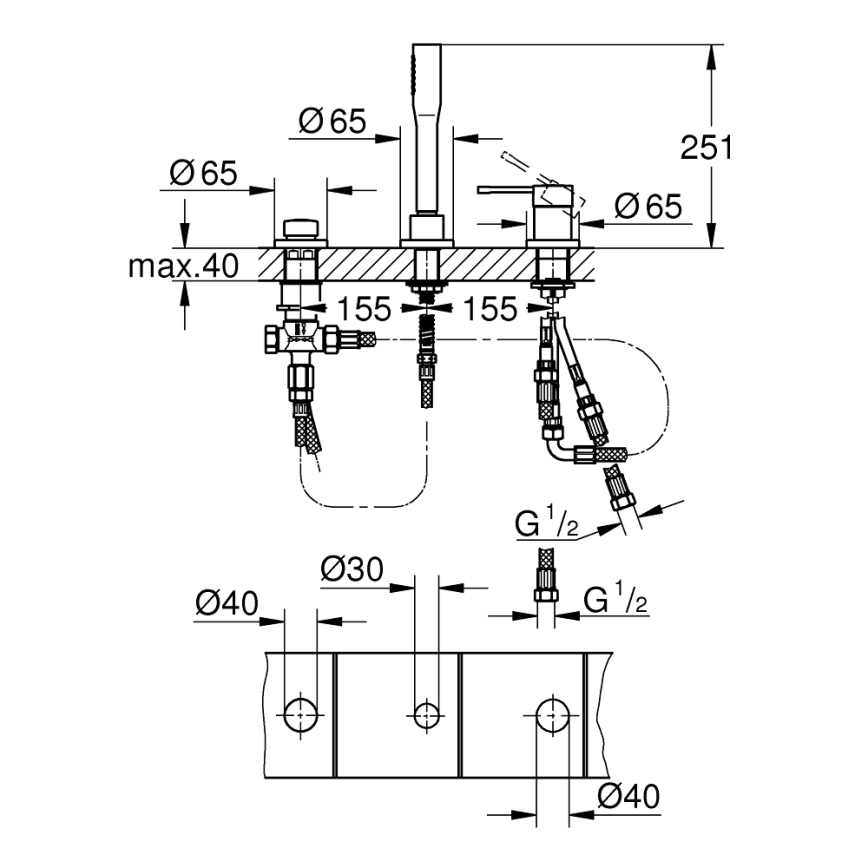 GROHE 19976001 - Комбинация за вана с три отвора ESSENCE, гланцов хром