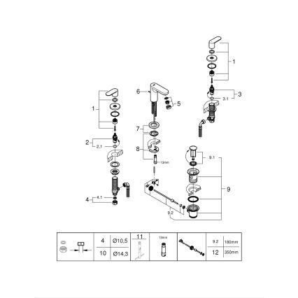 GROHE 20187000-Смесител за умивалник с три отвора EUROSMART COSMOPOLITAN DN 15 хром