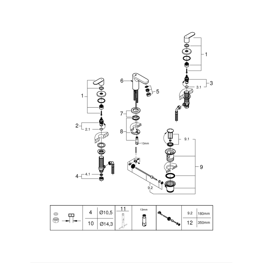 GROHE 20187000-Смесител за умивалник с три отвора EUROSMART COSMOPOLITAN DN 15 хром