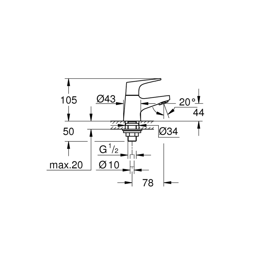 GROHE 20577000 - Стоящ вентил START FLOW DN 15 блестящ хром