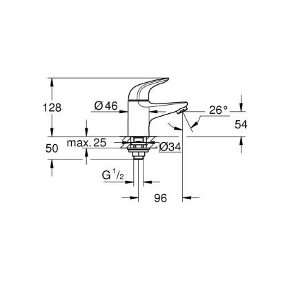 GROHE 20617001 - стоящ вентил SWIFT размер XS, гланцов хром