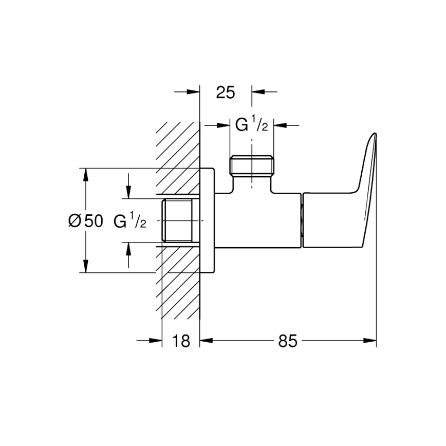 GROHE 22009001 - Ъглов вентил DN 15 лъскав хром