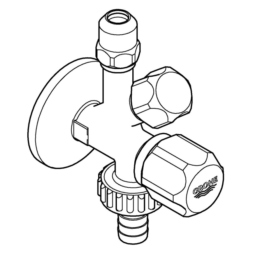 GROHE 22036000 - Комбиниран ъглов вентил ORIGINAL WAS® DN 15, лъскав хром