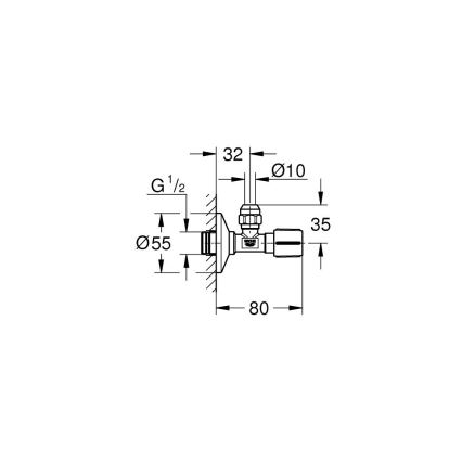 GROHE 22039000 - Ъглов вентил UNIVERSAL DN 15, хром гланц
