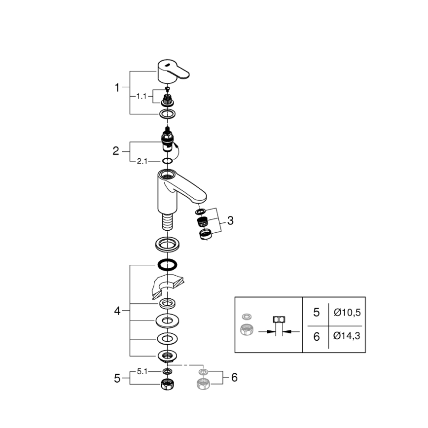 GROHE 23039002 - Стоящ смесител EUROSTYLE COSMOPOLITAN, размер XS, хром