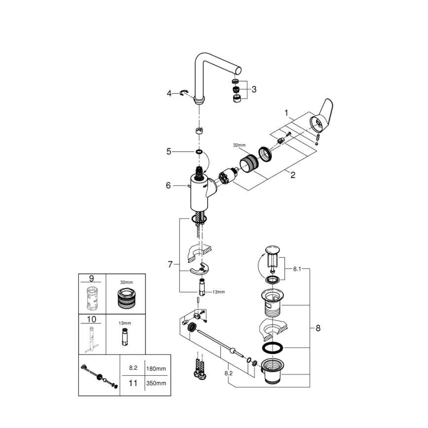GROHE 23054003 - Смесител за мивка EURODISC COSMOPOLITAN, размер L, хром
