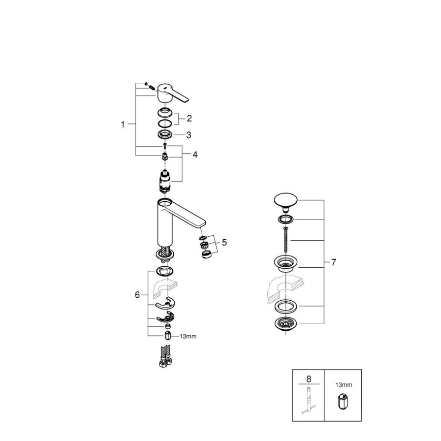 GROHE 23106AL1 - Смесител за умивалник LINEARE, размер S, графит