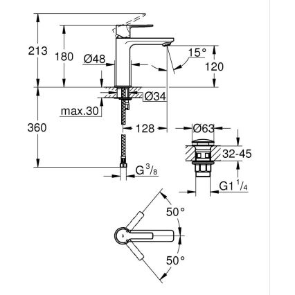 GROHE 23106AL1 - Смесител за умивалник LINEARE, размер S, графит