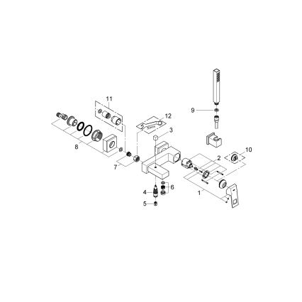 GROHE 23141000 - Комплект за вана със смесител EUROCUBE DN 15, полирано хромово покритие