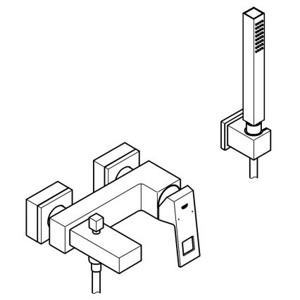 GROHE 23141000 - Комплект за вана със смесител EUROCUBE DN 15, полирано хромово покритие