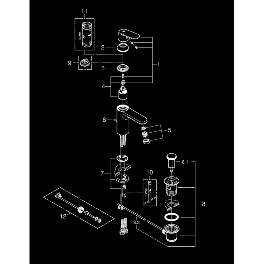 GROHE 23325000 - Смесител за умивалник EUROSMART COSMOPOLITAN, размер M, хром
