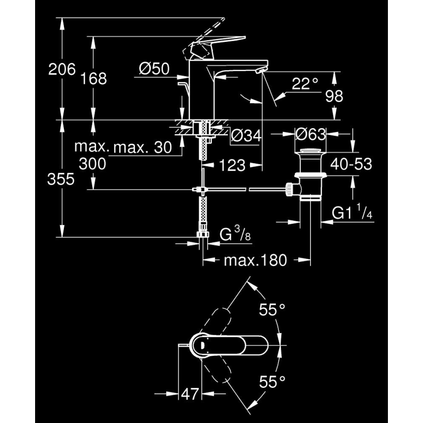 GROHE 23325000 - Смесител за умивалник EUROSMART COSMOPOLITAN, размер M, хром