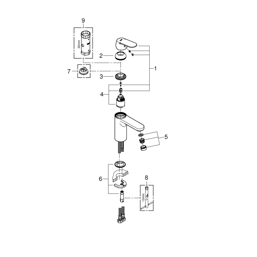 GROHE 23327000 - Смесител за умивалник EUROSMART COSMOPOLITAN DN 15, размер M, хром