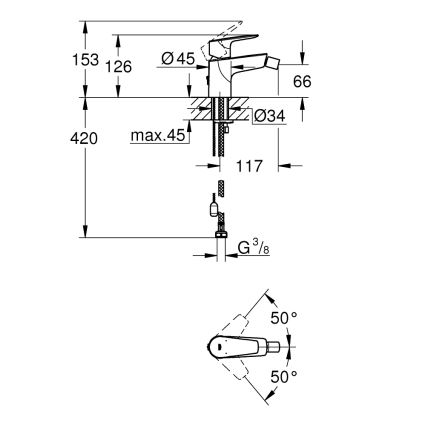 GROHE 23332001 - смесител за биде BAUEDGE размер S, блестящ хром