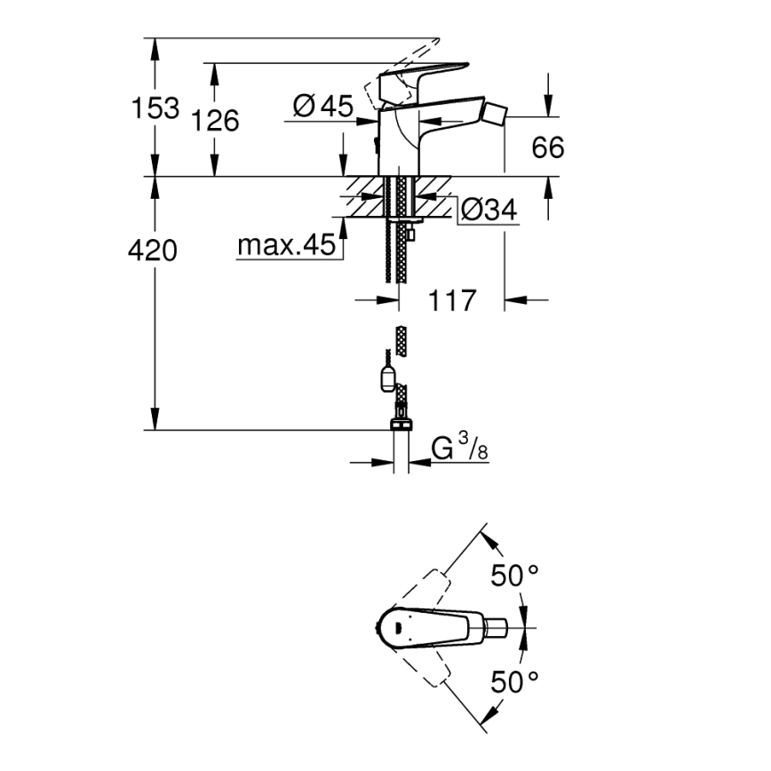 GROHE 23332001 - смесител за биде BAUEDGE размер S, блестящ хром