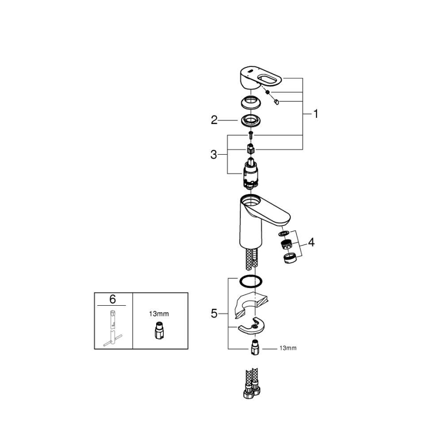 GROHE 23337000 - Смесител за мивка BAULOOP DN 15 с полирано хромово покритие
