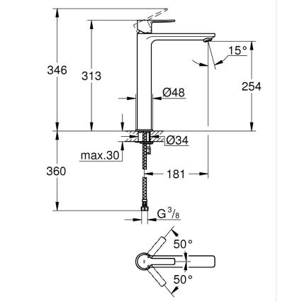 GROHE 23405AL1 - Смесител за умивалник LINEARE, размер XL, графит