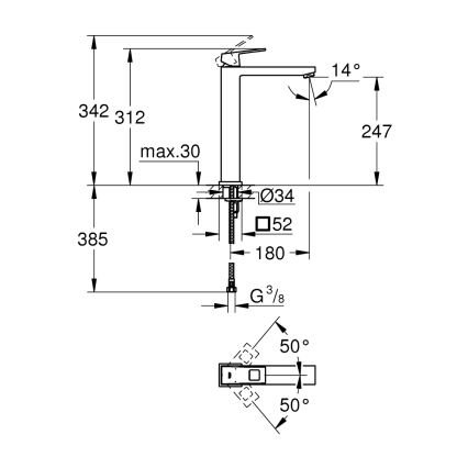 GROHE 23406000 - Смесител за мивка EUROCUBE, размер XL, блестящ хром