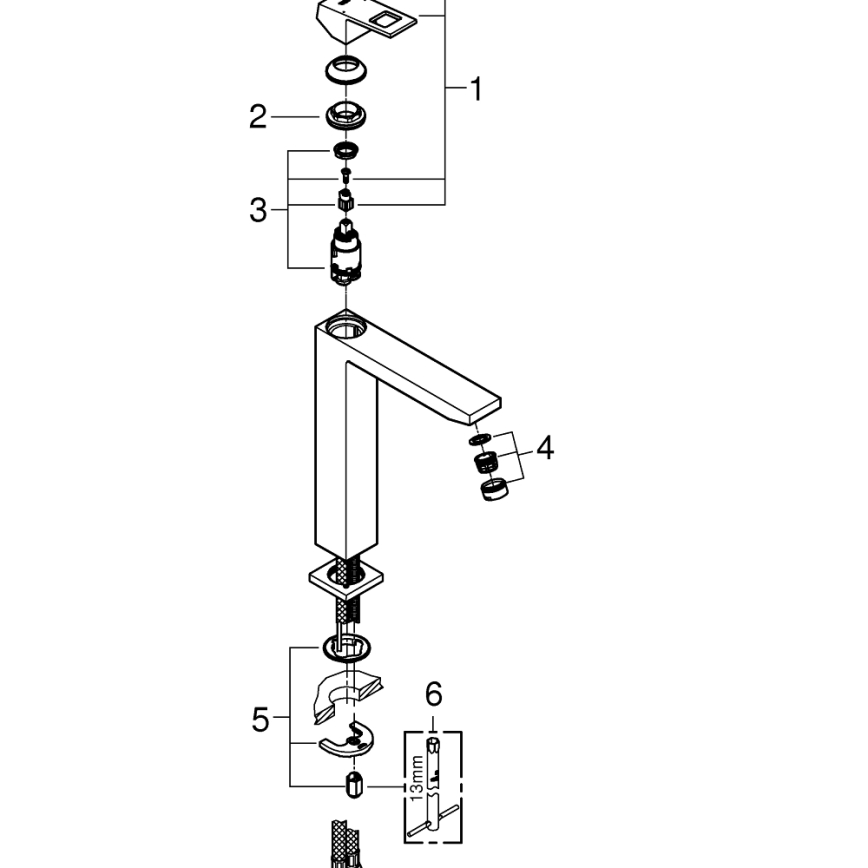 GROHE 23406000 - Смесител за мивка EUROCUBE XL, хром с висок блясък