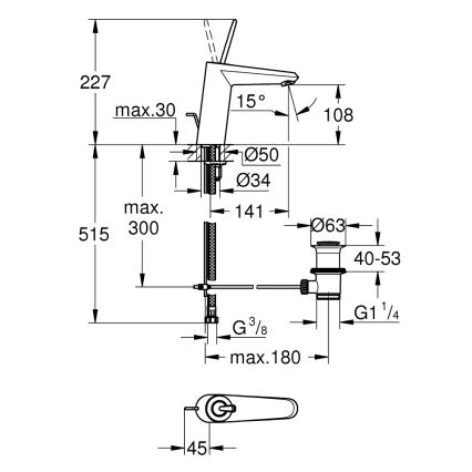 GROHE 23427000 - Смесител за умивалник EURODISC JOY DN 15 размер M блестящ хром