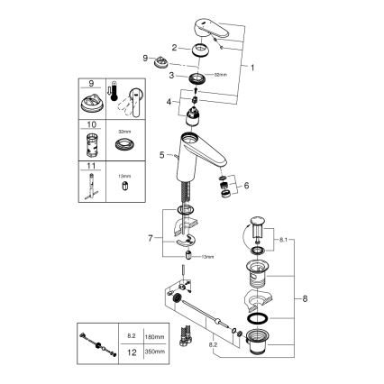 GROHE 23448002 - смесител за умивалник EURODISC COSMOPOLITAN размер M хром