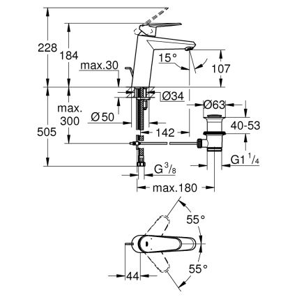 GROHE 23448002 - смесител за умивалник EURODISC COSMOPOLITAN размер M хром