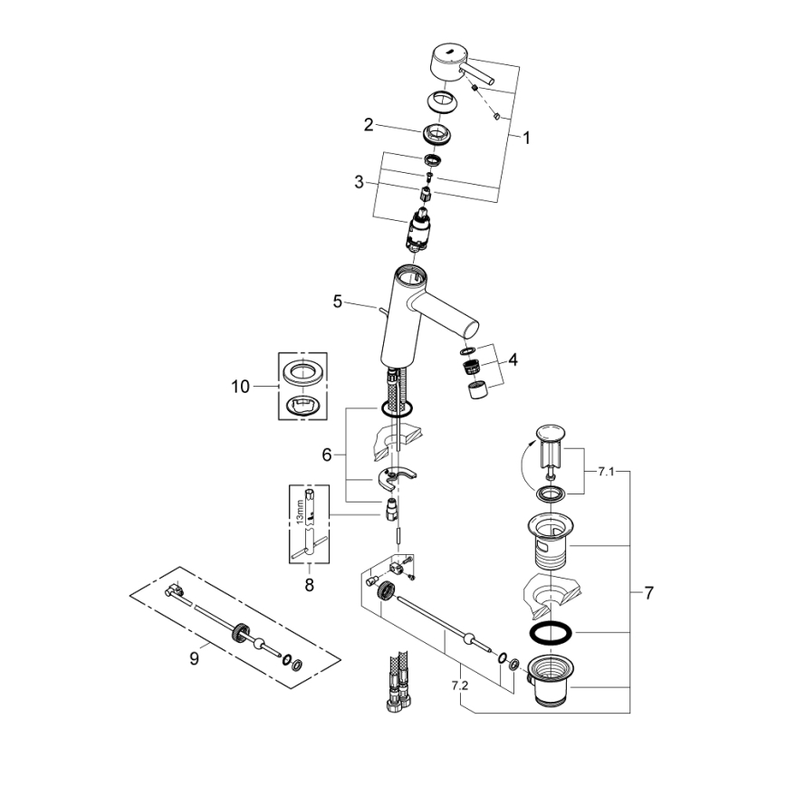 GROHE 23450001 - Смесител за мивка CONCETTO M, полирано хромово покритие