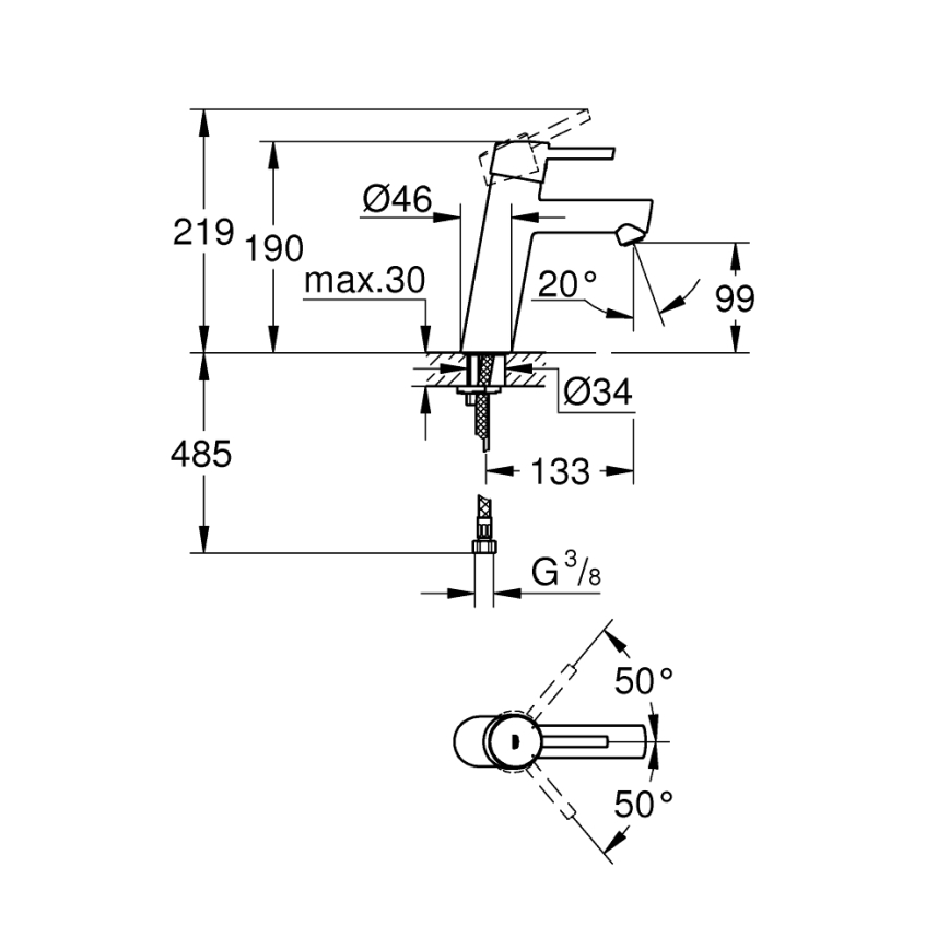 GROHE 23451001 - Смесител за умивалник CONCETTO DN 15 лъскав хром